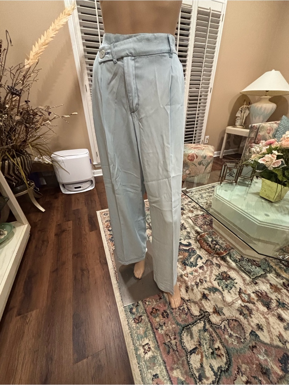 Zara Pale Blue High-Rise Wide Leg Pants